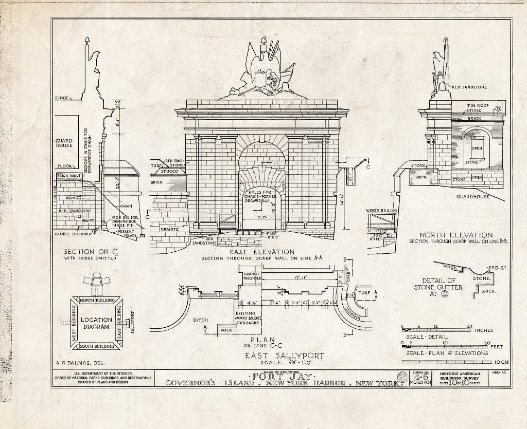 Blueprint HABS NY,31-GOVI,1- (Sheet 10 of 10) - Governors Island, Fort Columbus, New York Harbor, New York County, NY