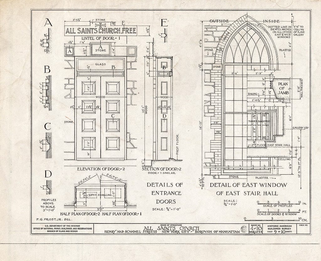 Blueprint HABS NY,31-NEYO,14- (Sheet 9 of 10) - All Saint's Church, 286-290 Henry Street, New York County, NY