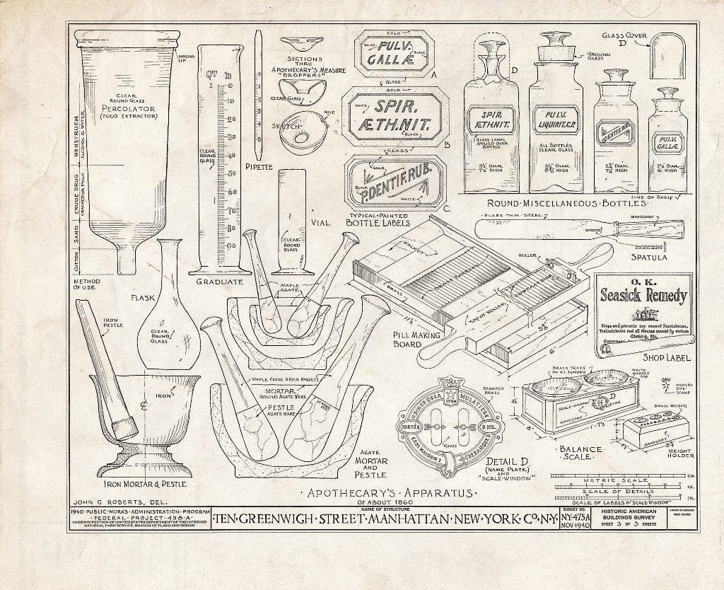 Blueprint HABS NY,31-NEYO,54D1- (Sheet 3 of 3) - Apothecary Shop (Interiors), 10 Greenwich Street, New York County, NY