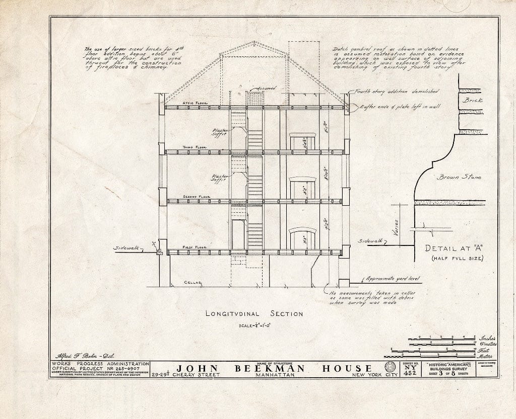 Blueprint HABS NY,31-NEYO,42- (Sheet 3 of 8) - John Beekman House, 29-29 1/2 Cherry Street, New York County, NY