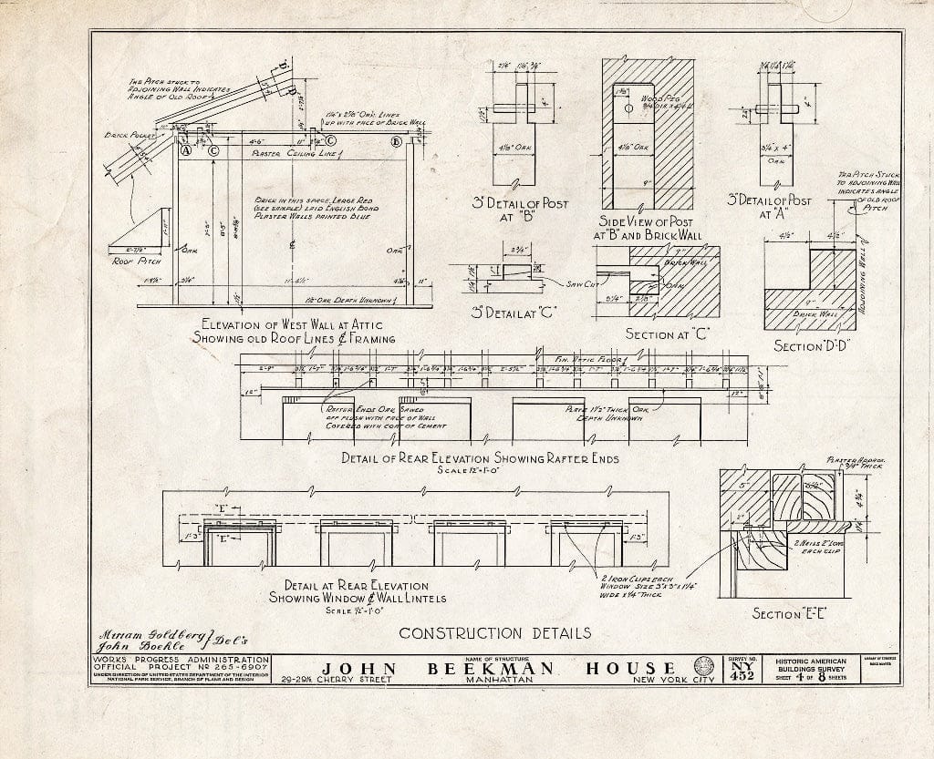 Blueprint HABS NY,31-NEYO,42- (Sheet 4 of 8) - John Beekman House, 29-29 1/2 Cherry Street, New York County, NY