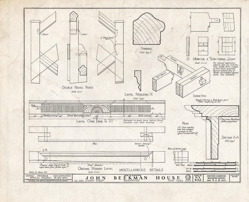 Blueprint HABS NY,31-NEYO,42- (Sheet 5 of 8) - John Beekman House, 29-29 1/2 Cherry Street, New York County, NY