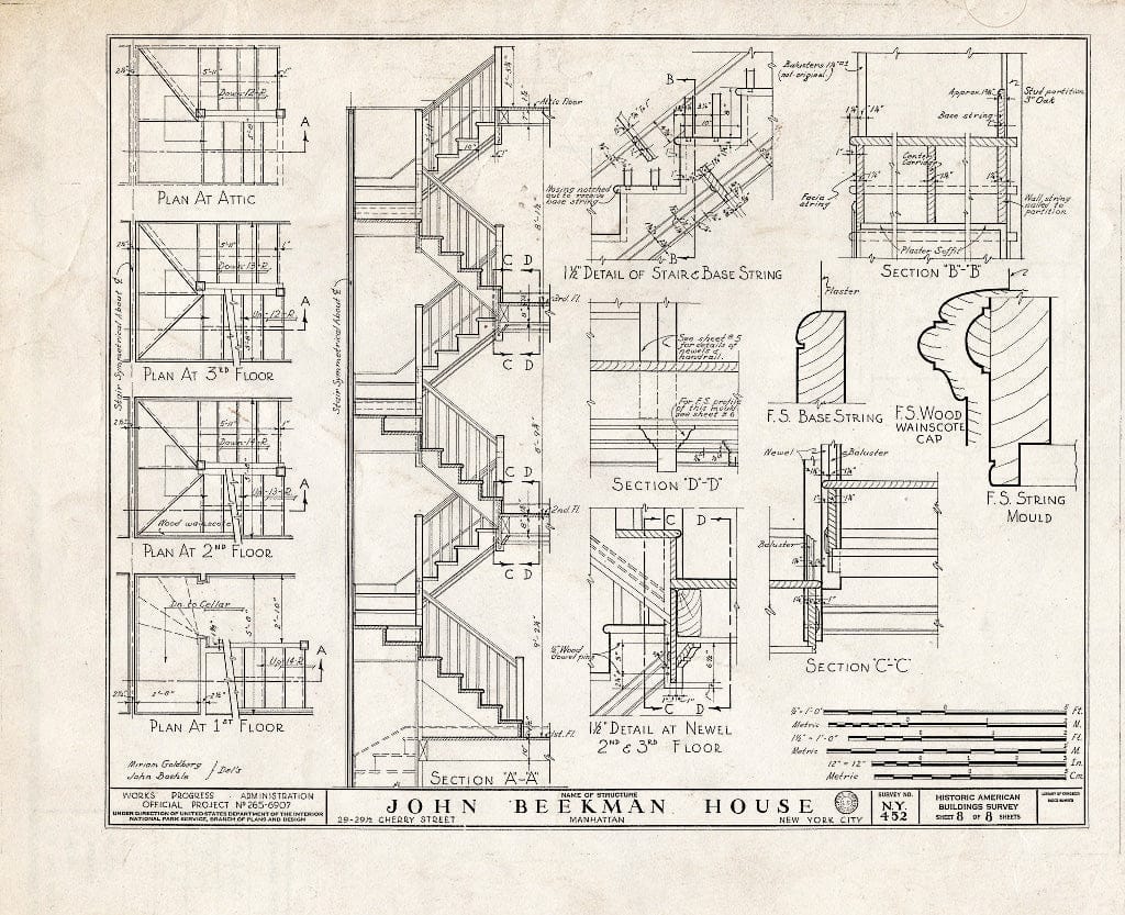 Blueprint HABS NY,31-NEYO,42- (Sheet 8 of 8) - John Beekman House, 29-29 1/2 Cherry Street, New York County, NY