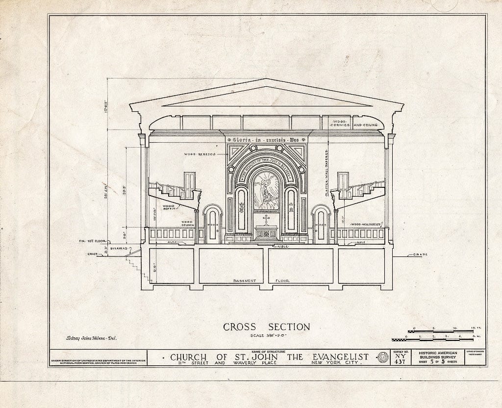 Blueprint HABS NY,31-NEYO,27- (Sheet 5 of 5) - Church of St. John The Evangelist, Eleventh Street & Wavery Place, New York County, NY