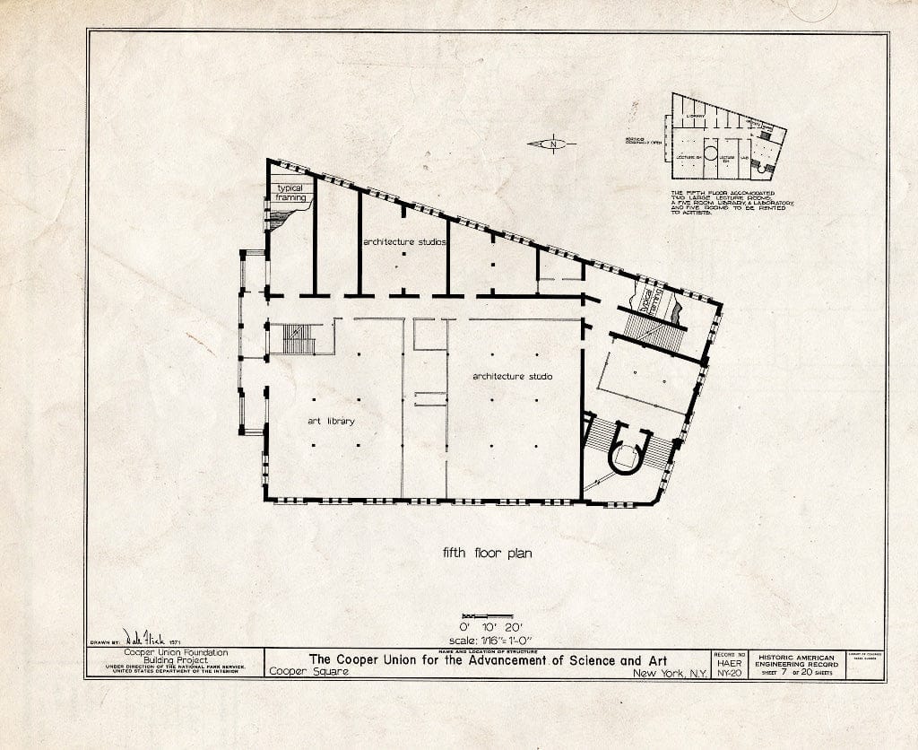 Blueprint HAER NY,31-NEYO,81- (Sheet 7 of 20) - Cooper Union for The Advancement of Science & Art, Third & Fourth Avenues, Astor Place, Seventh Street, New York County, NY