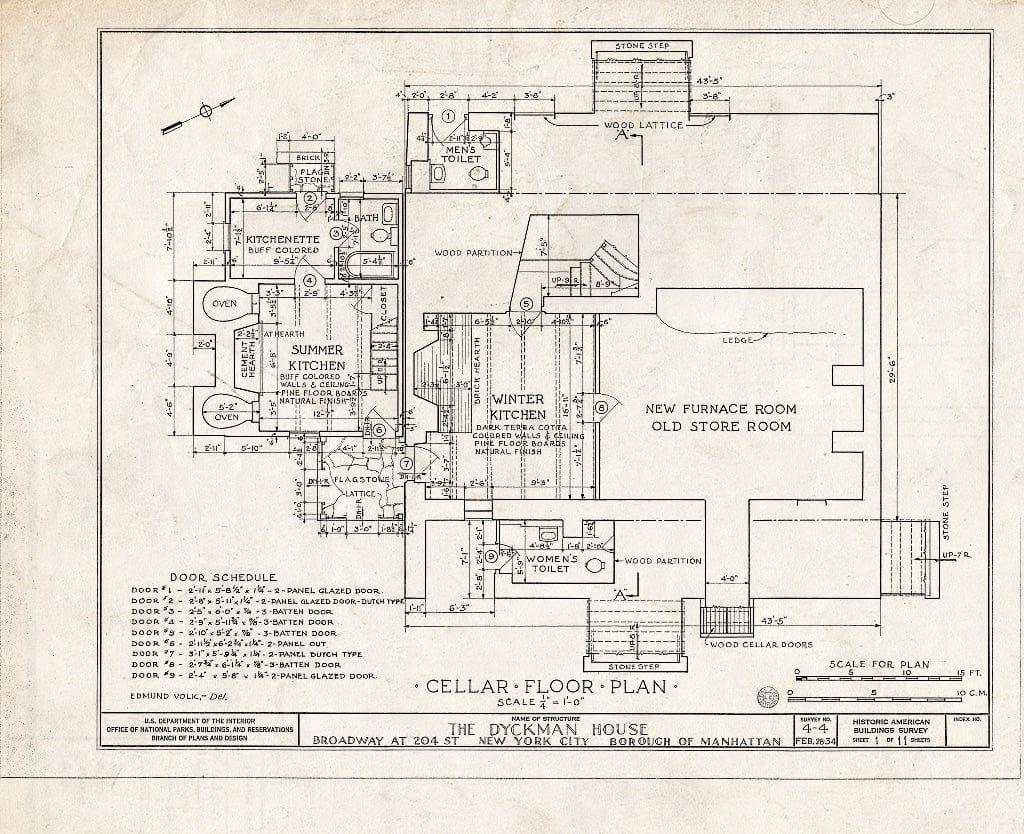 Blueprint HABS NY,31-NEYO,11- (Sheet 1 of 11) - Dyckman House, Broadway & 204th Street, New York County, NY