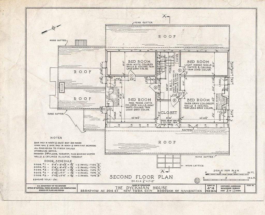 Blueprint HABS NY,31-NEYO,11- (Sheet 3 of 11) - Dyckman House, Broadway & 204th Street, New York County, NY