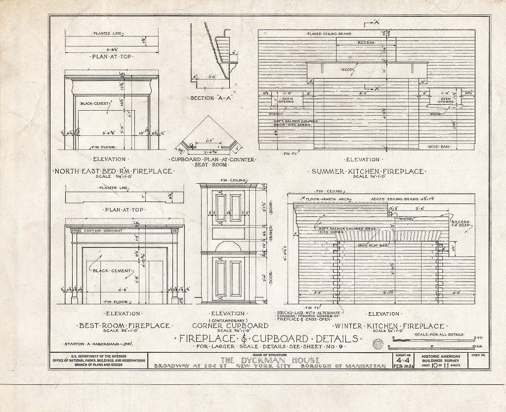Blueprint HABS NY,31-NEYO,11- (Sheet 10 of 11) - Dyckman House, Broadway & 204th Street, New York County, NY