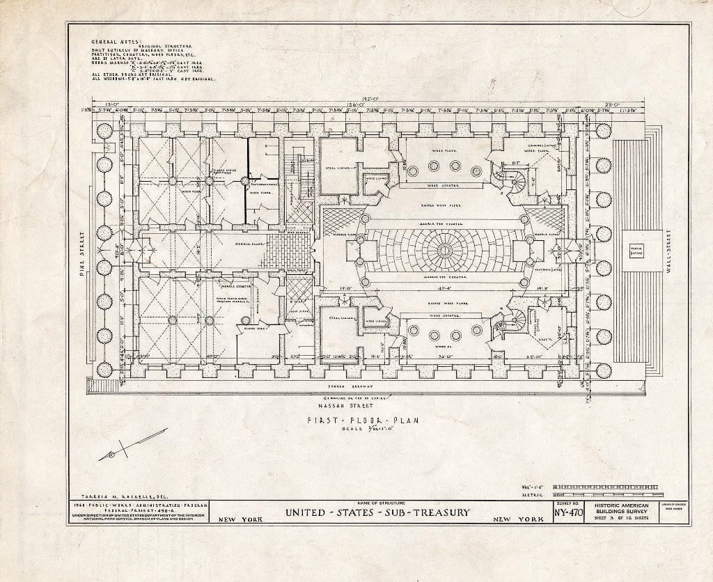 Blueprint HABS NY,31-NEYO,53- (Sheet 3 of 15) - U. S. Custom House, 28 Wall Street, New York County, NY