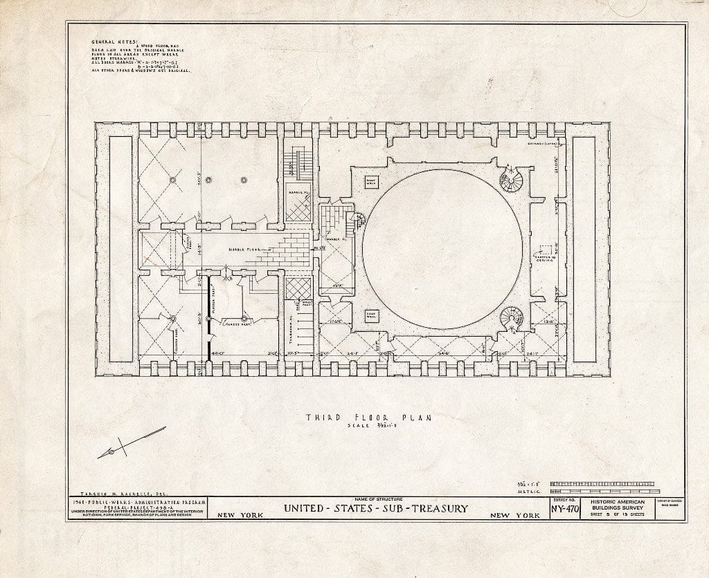 Blueprint HABS NY,31-NEYO,53- (Sheet 5 of 15) - U. S. Custom House, 28 Wall Street, New York County, NY