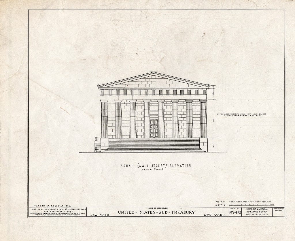 Blueprint HABS NY,31-NEYO,53- (Sheet 8 of 15) - U. S. Custom House, 28 Wall Street, New York County, NY