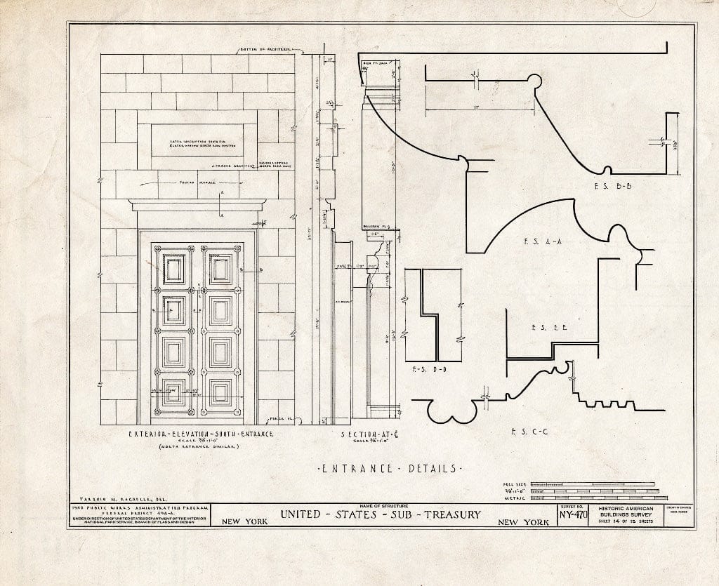 Blueprint HABS NY,31-NEYO,53- (Sheet 14 of 15) - U. S. Custom House, 28 Wall Street, New York County, NY