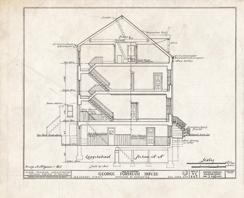 Blueprint HABS NY,31-NEYO,35- (Sheet 3 of 10) - George Fordham House, 329 Cherry Street, New York County, NY