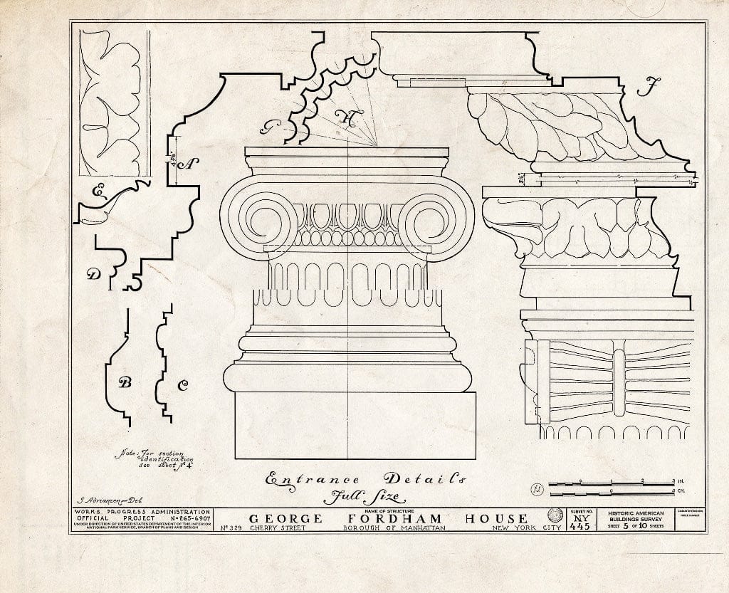 Blueprint HABS NY,31-NEYO,35- (Sheet 5 of 10) - George Fordham House, 329 Cherry Street, New York County, NY