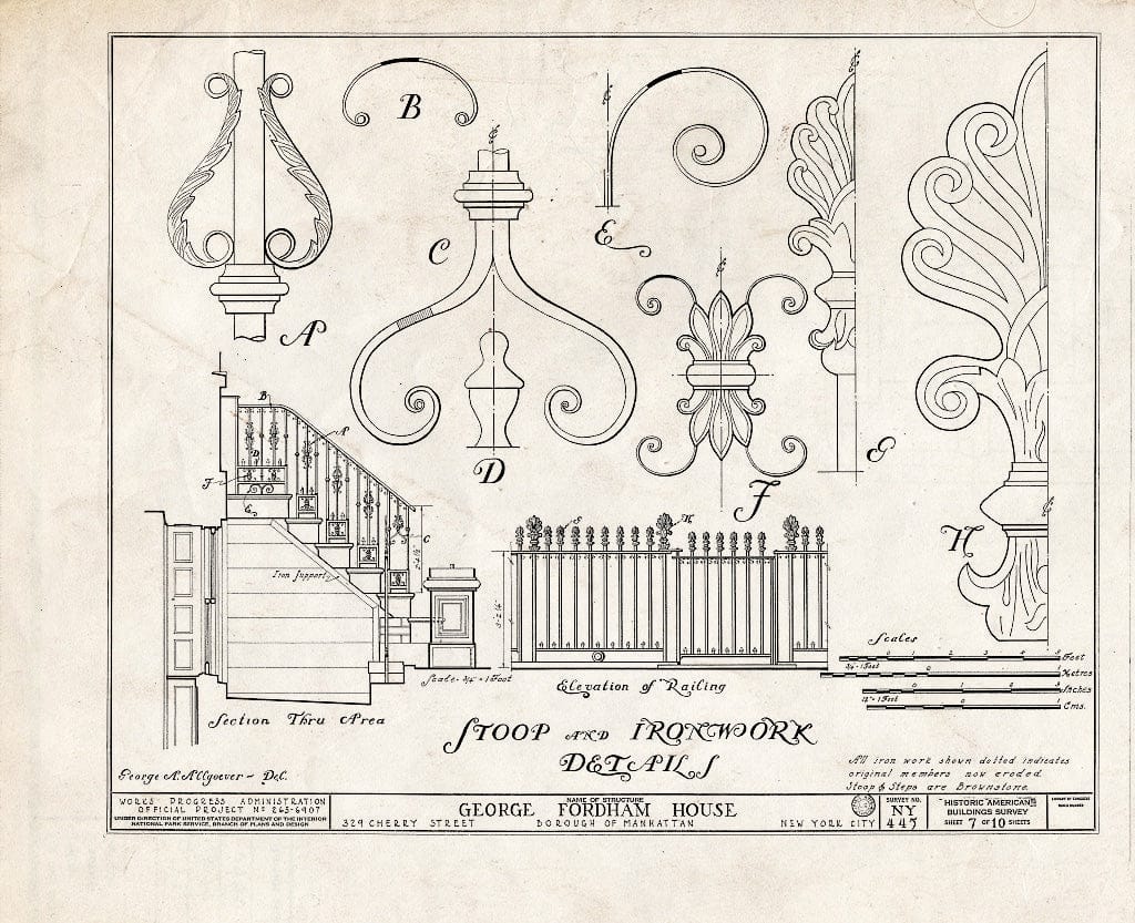 Blueprint HABS NY,31-NEYO,35- (Sheet 7 of 10) - George Fordham House, 329 Cherry Street, New York County, NY