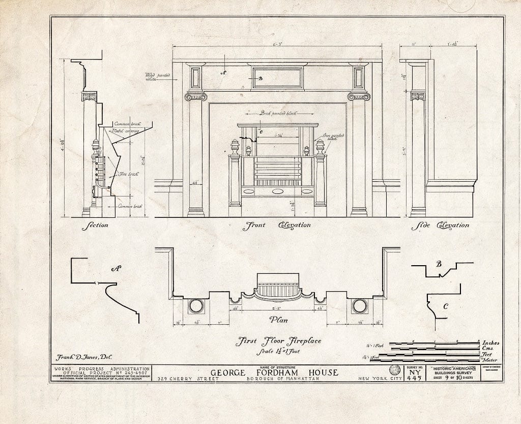 Blueprint HABS NY,31-NEYO,35- (Sheet 9 of 10) - George Fordham House, 329 Cherry Street, New York County, NY