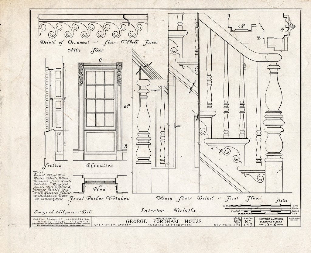 Blueprint HABS NY,31-NEYO,35- (Sheet 10 of 10) - George Fordham House, 329 Cherry Street, New York County, NY
