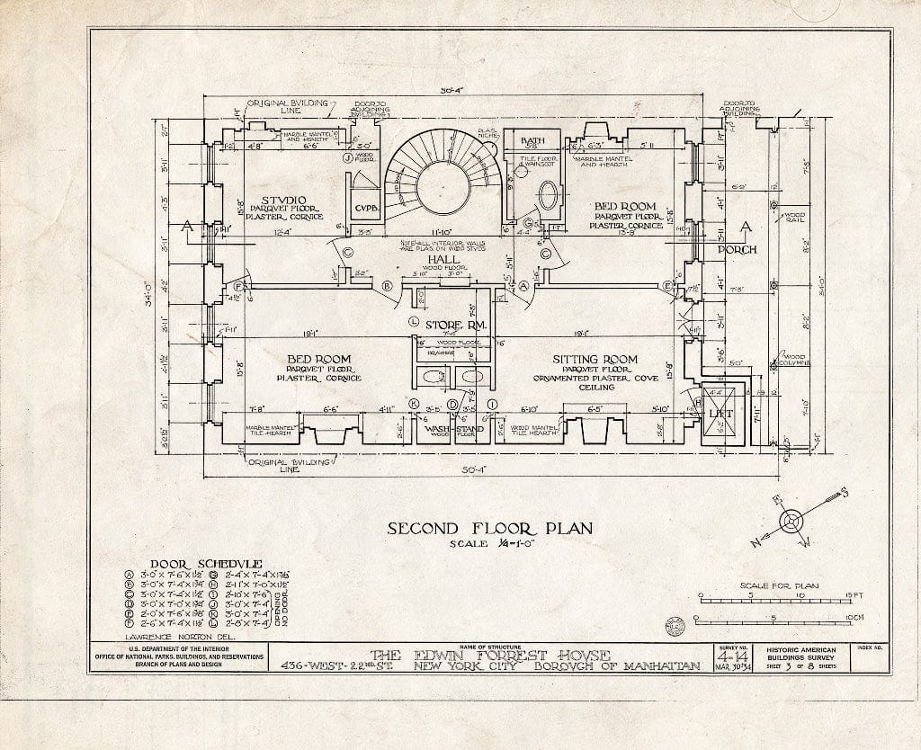 Blueprint HABS NY,31-NEYO,16- (Sheet 3 of 8) - Edwin Forrest House, 436 West Twenty-Second Street, New York County, NY