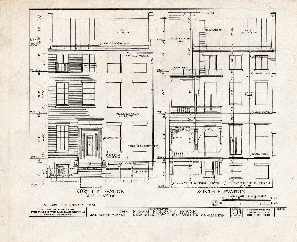 Blueprint HABS NY,31-NEYO,16- (Sheet 5 of 8) - Edwin Forrest House, 436 West Twenty-Second Street, New York County, NY