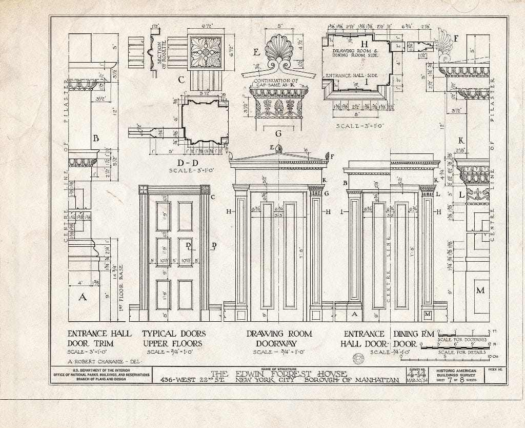 Blueprint HABS NY,31-NEYO,16- (Sheet 7 of 8) - Edwin Forrest House, 436 West Twenty-Second Street, New York County, NY