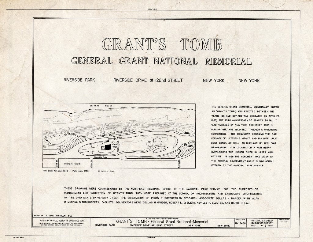 Blueprint HABS NY,31-NEYO,69- (Sheet 1 of 8) - Grant's Monument, Riverside Drive & West 122nd Street, New York County, NY