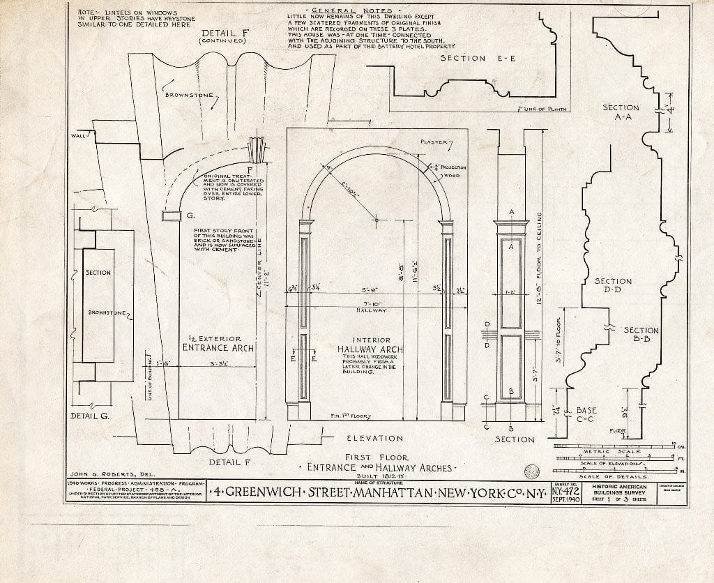 Blueprint HABS NY,31-NEYO,54A- (Sheet 1 of 3) - 4 Greenwich Street (House), New York County, NY
