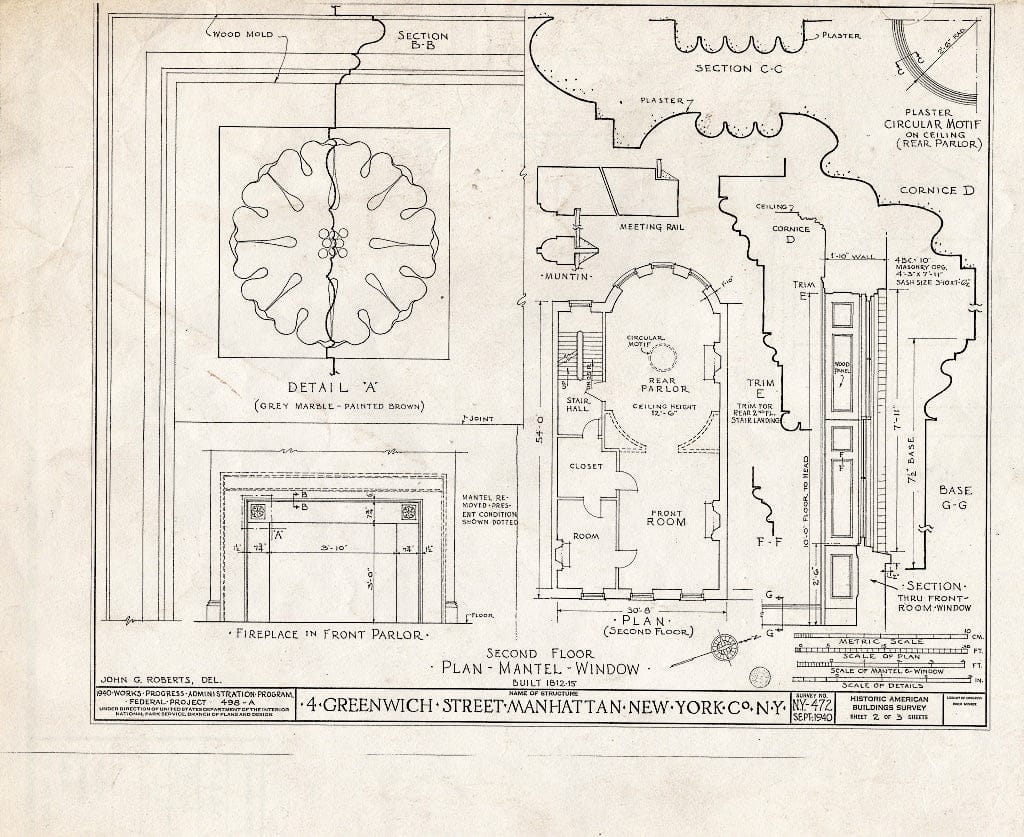 Blueprint HABS NY,31-NEYO,54A- (Sheet 2 of 3) - 4 Greenwich Street (House), New York County, NY