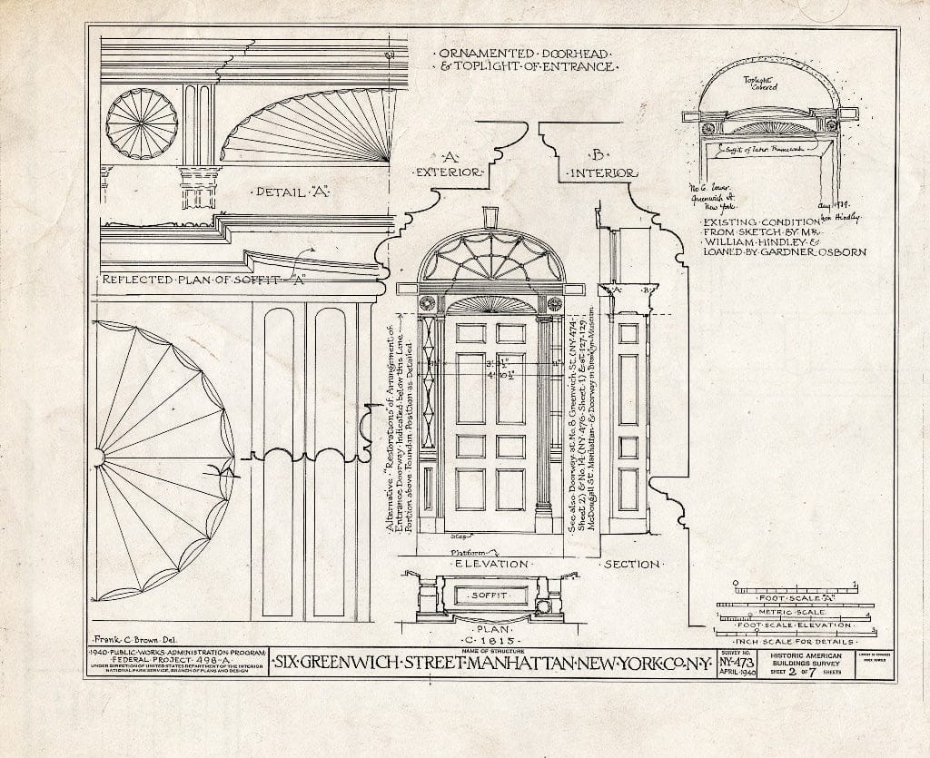 Blueprint HABS NY,31-NEYO,54B- (Sheet 2 of 7) - 6 Greenwich Street (House), New York County, NY
