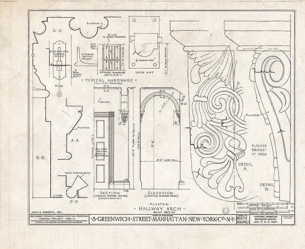 Blueprint HABS NY,31-NEYO,54C- (Sheet 5 of 8) - 8 Greenwich Street (House), New York County, NY