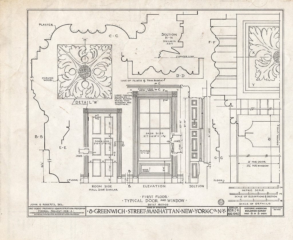 Blueprint HABS NY,31-NEYO,54C- (Sheet 6 of 8) - 8 Greenwich Street (House), New York County, NY
