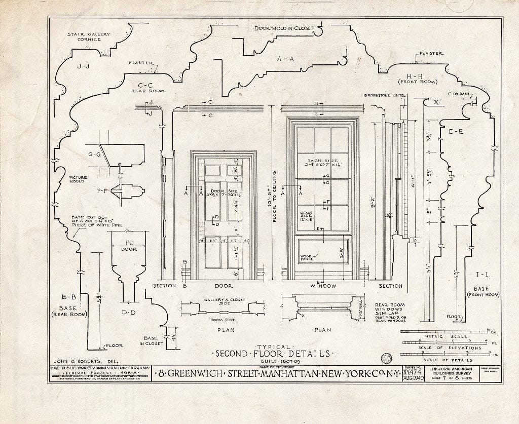 Blueprint HABS NY,31-NEYO,54C- (Sheet 7 of 8) - 8 Greenwich Street (House), New York County, NY