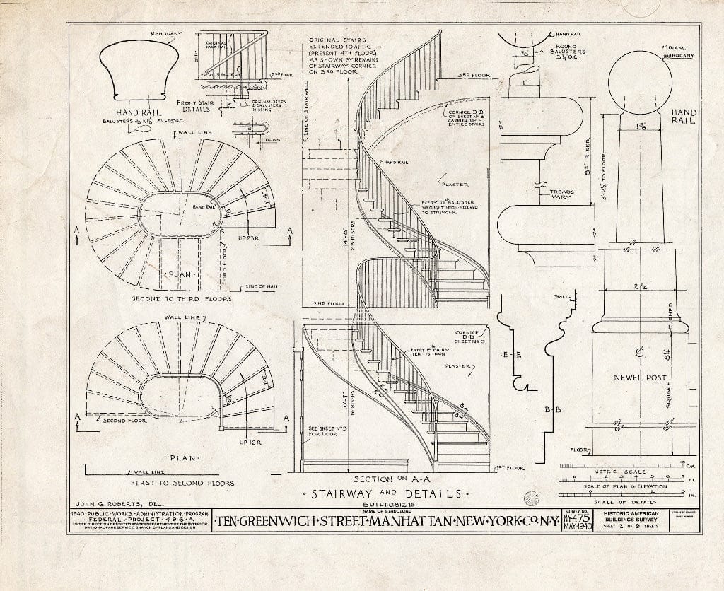 Blueprint HABS NY,31-NEYO,54D- (Sheet 2 of 9) - 10 Greenwich Street (House), New York County, NY