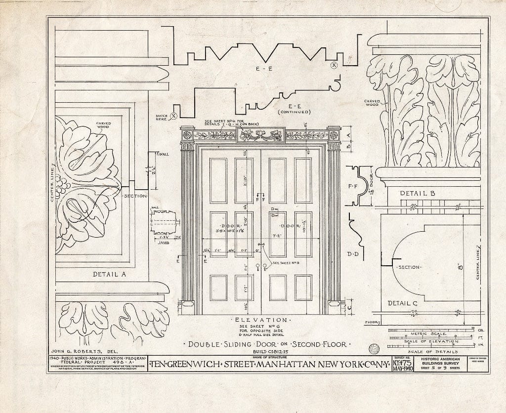 Blueprint HABS NY,31-NEYO,54D- (Sheet 5 of 9) - 10 Greenwich Street (House), New York County, NY