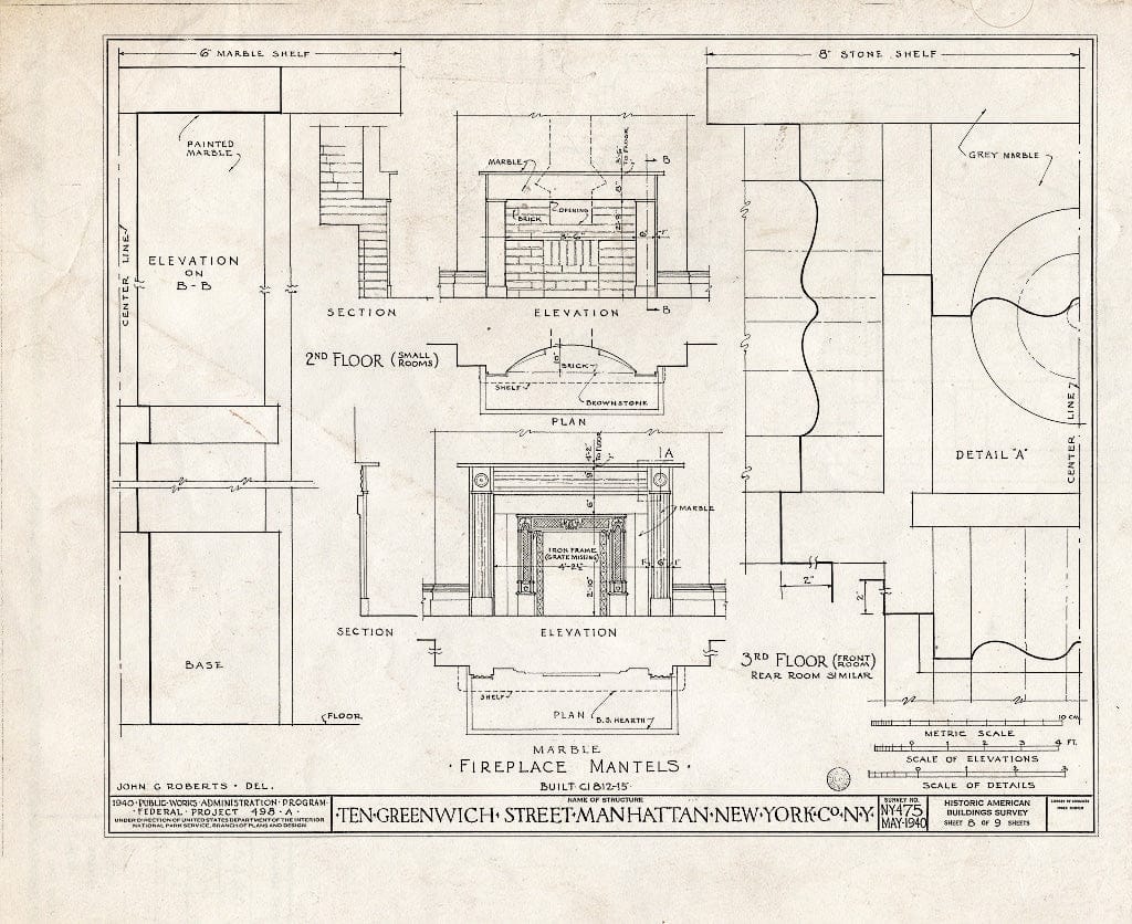 Blueprint HABS NY,31-NEYO,54D- (Sheet 8 of 9) - 10 Greenwich Street (House), New York County, NY