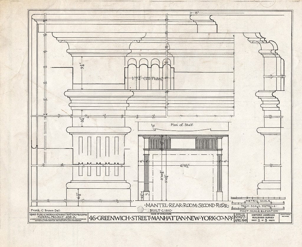 Blueprint HABS NY,31-NEYO,54F (Sheet 2 of 3) - 16 Greenwich Street (House), New York County, NY