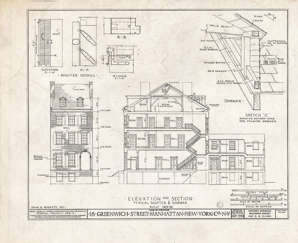 Blueprint HABS NY,31-NEYO,54G- (Sheet 2 of 13) - 18 Greenwich Street (House), New York County, NY