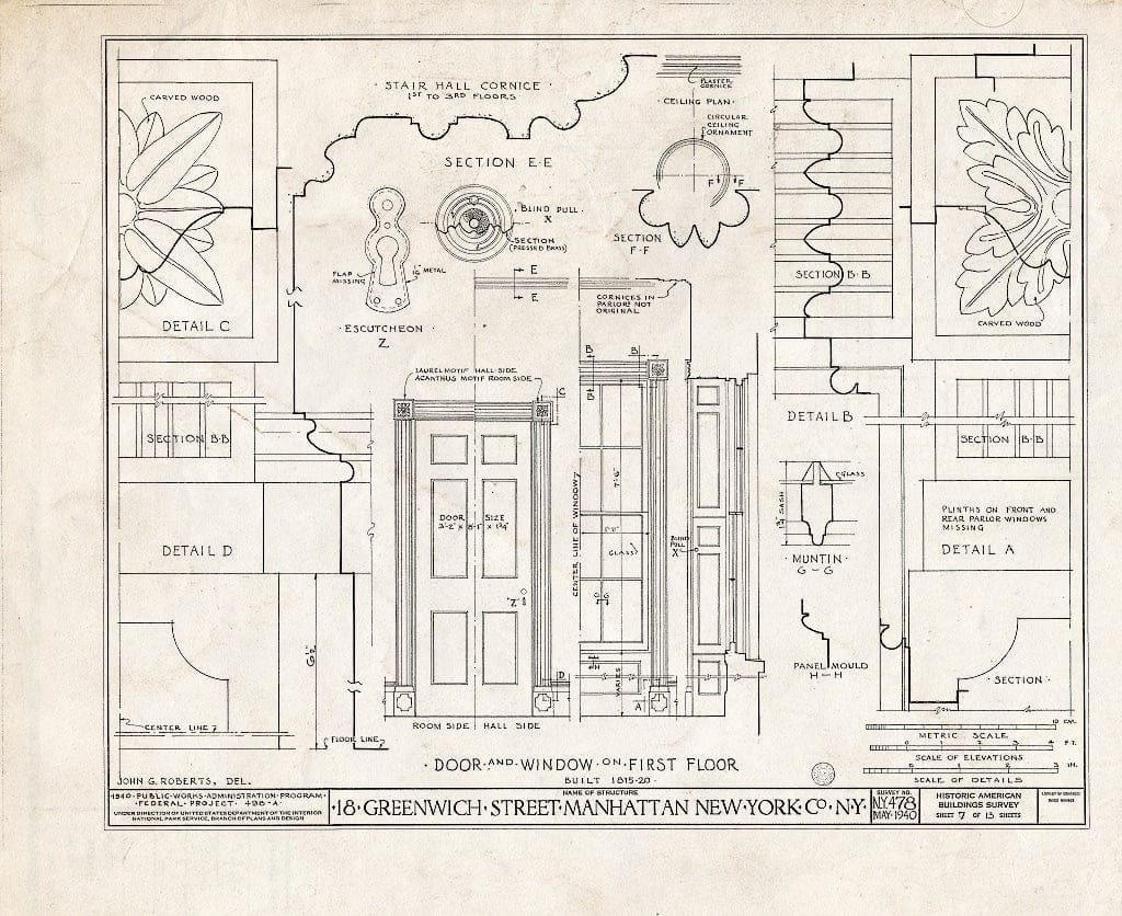 Blueprint HABS NY,31-NEYO,54G- (Sheet 7 of 13) - 18 Greenwich Street (House), New York County, NY