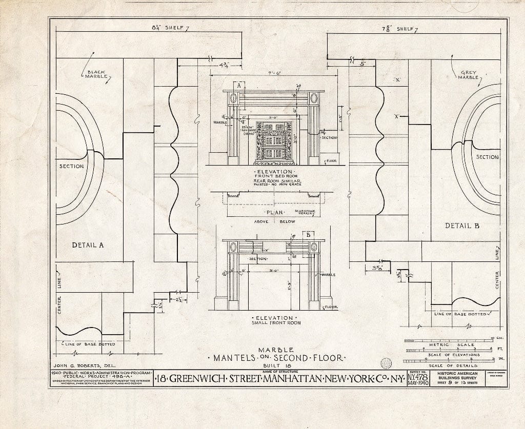 Blueprint HABS NY,31-NEYO,54G- (Sheet 9 of 13) - 18 Greenwich Street (House), New York County, NY