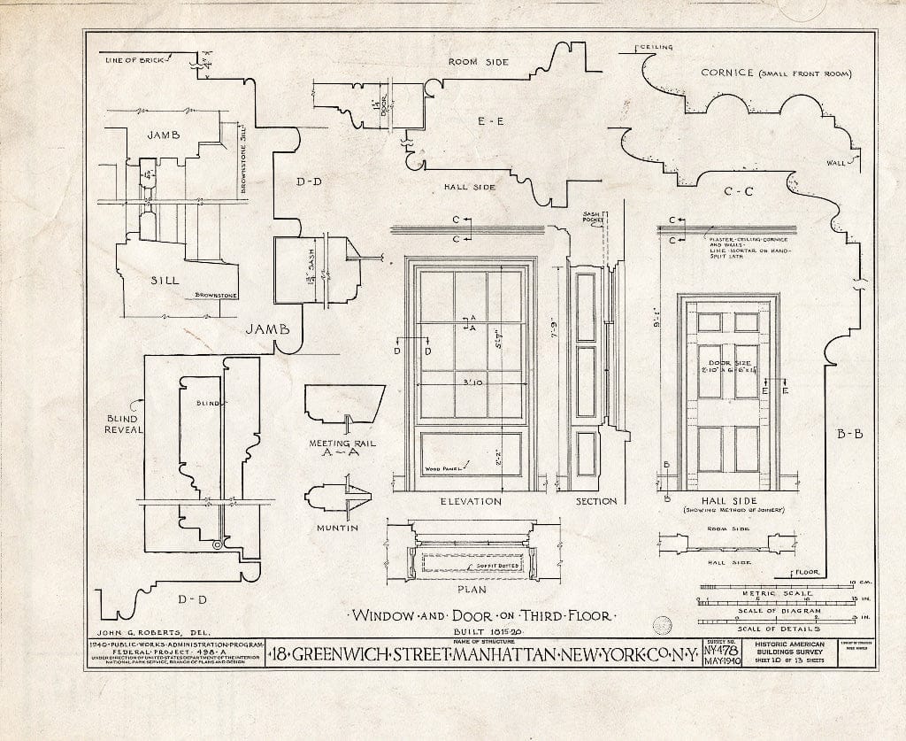 Blueprint HABS NY,31-NEYO,54G- (Sheet 10 of 13) - 18 Greenwich Street (House), New York County, NY