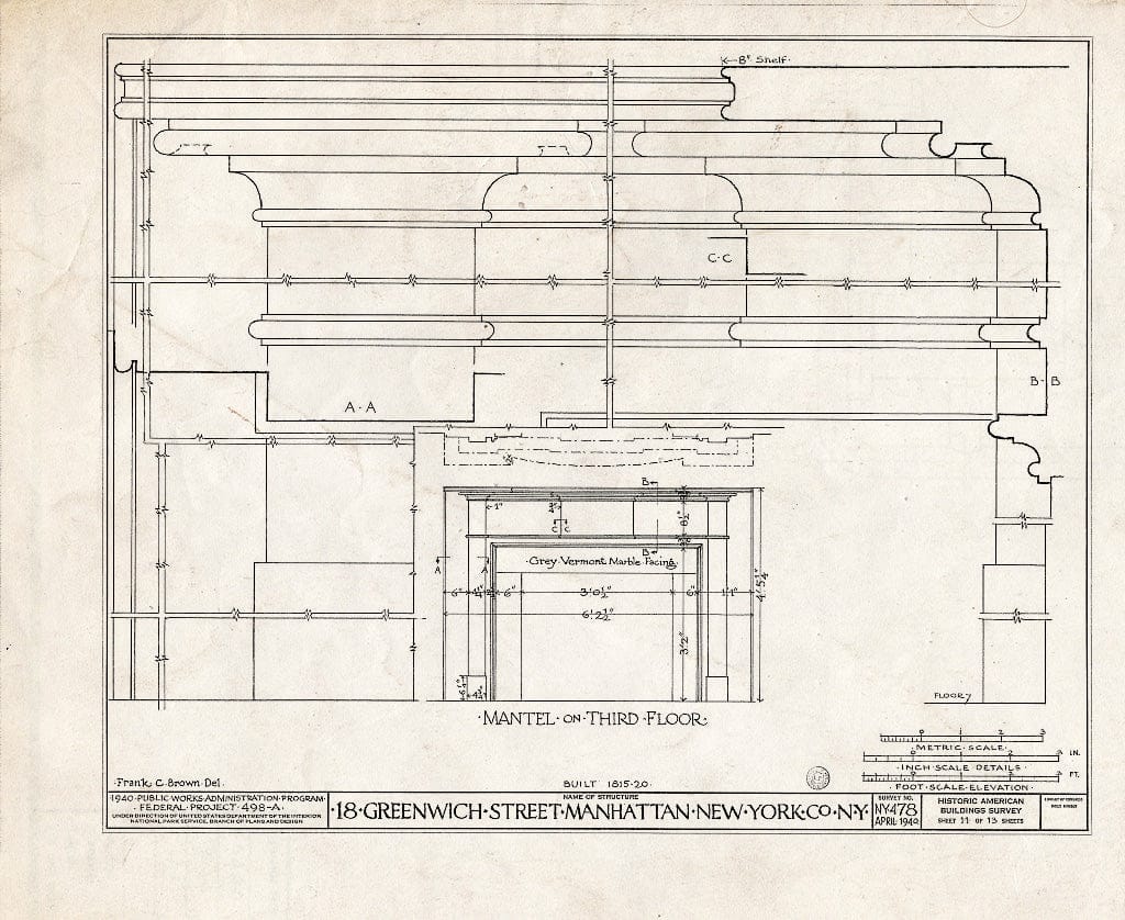 Blueprint HABS NY,31-NEYO,54G- (Sheet 11 of 13) - 18 Greenwich Street (House), New York County, NY