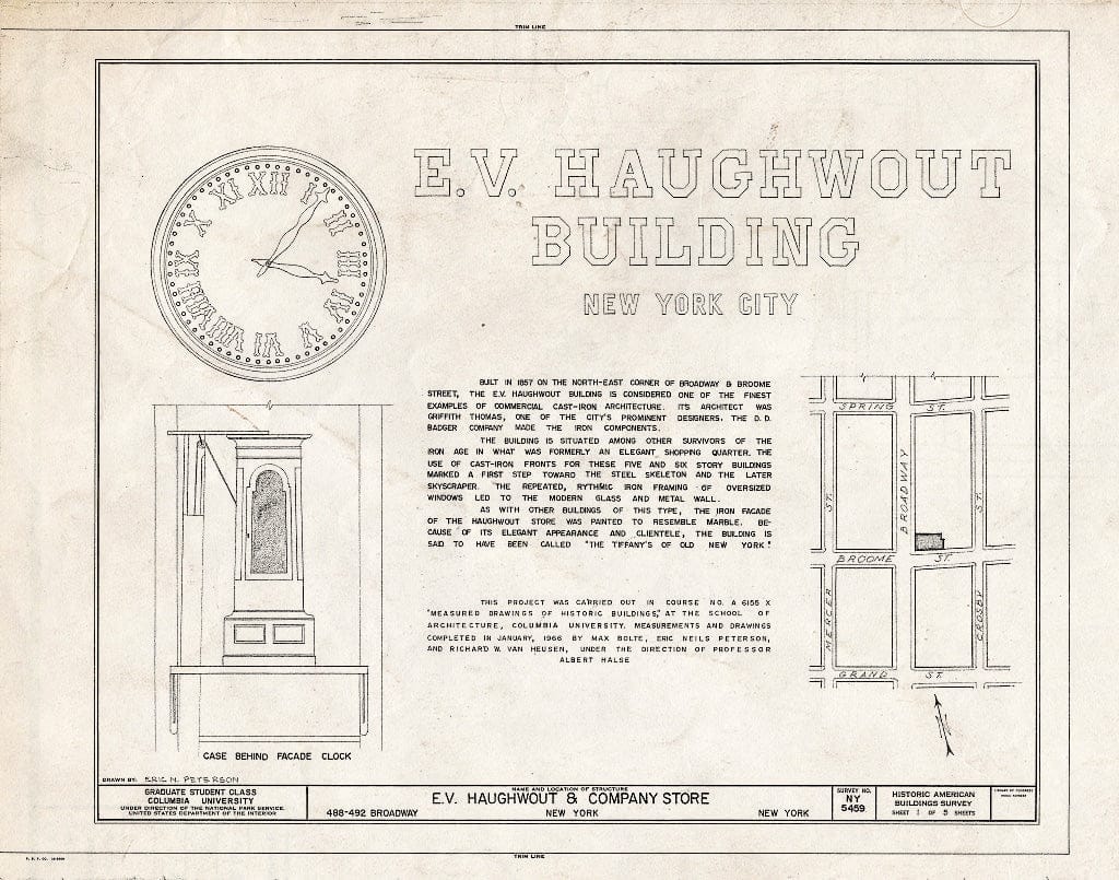 Blueprint HABS NY,31-NEYO,70- (Sheet 1 of 5) - E. V. Haughwout & Company Building, 488-492 Broadway, New York County, NY
