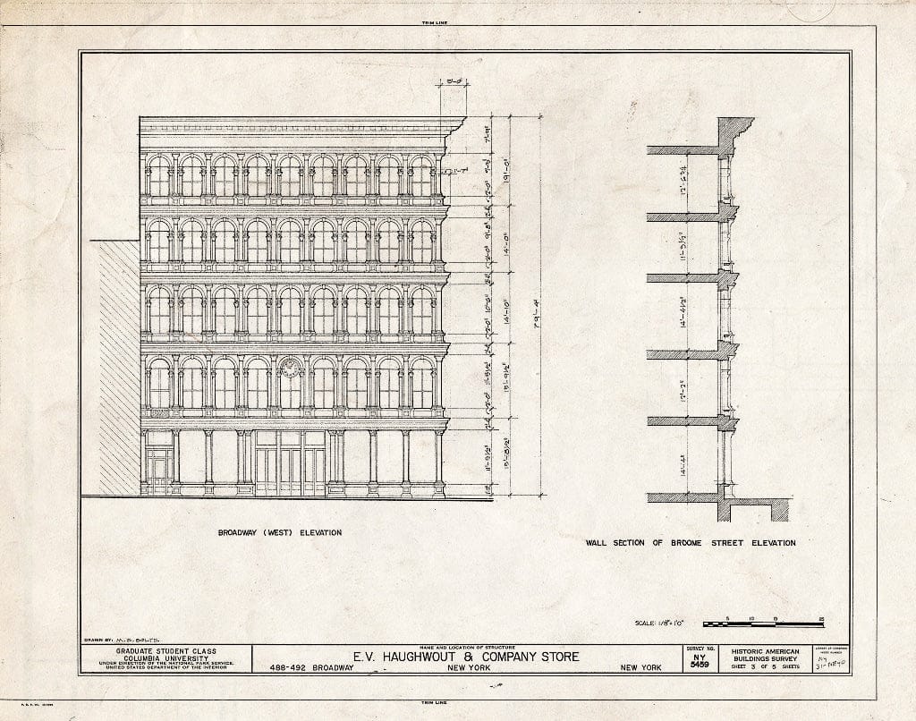 Blueprint HABS NY,31-NEYO,70- (Sheet 3 of 5) - E. V. Haughwout & Company Building, 488-492 Broadway, New York County, NY