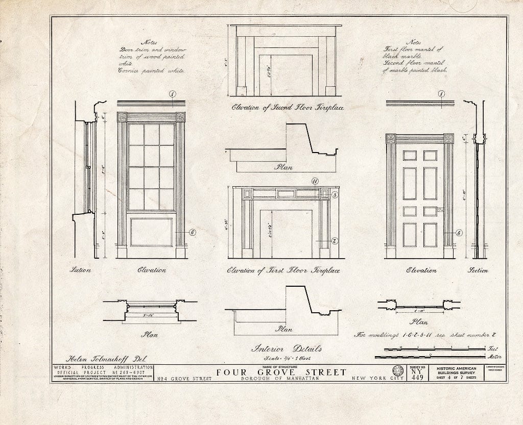 Blueprint HABS NY,31-NEYO,39- (Sheet 4 of 7) - 4-10 Grove Street (Row Houses), New York County, NY