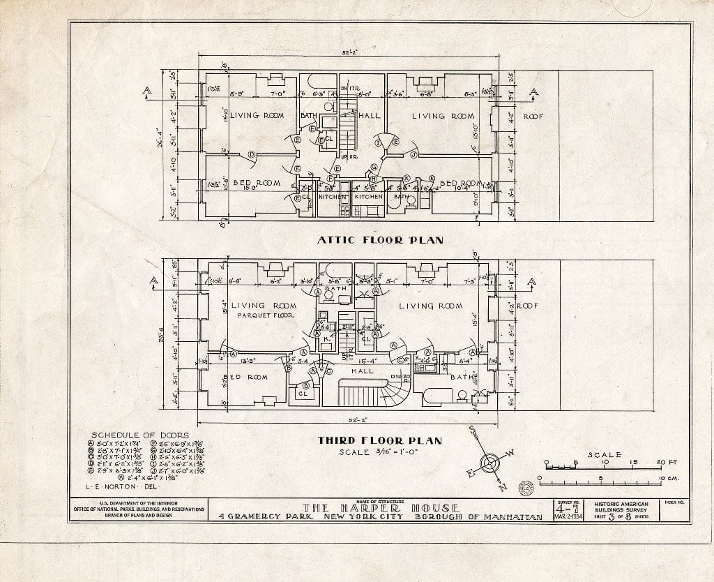 Blueprint HABS NY,31-NEYO,12- (Sheet 3 of 8) - James Harper House, 4 Gramercy Park, New York County, NY