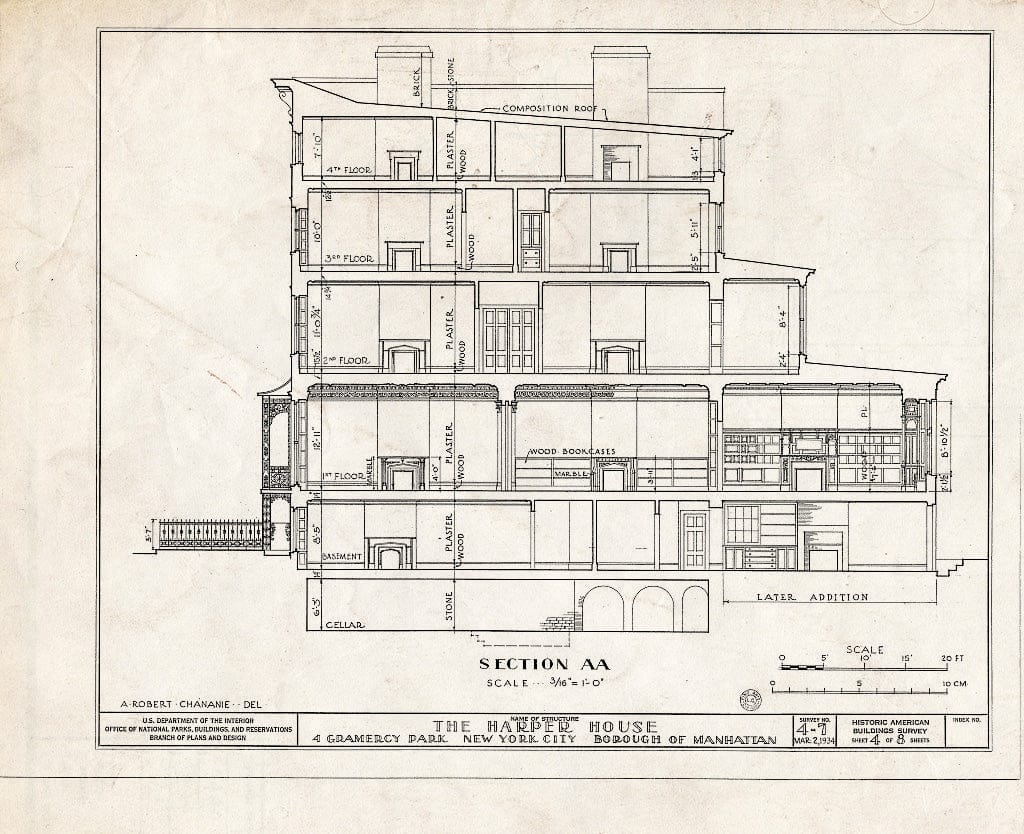 Blueprint HABS NY,31-NEYO,12- (Sheet 4 of 8) - James Harper House, 4 Gramercy Park, New York County, NY