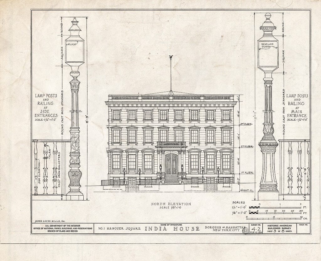 Blueprint HABS NY,31-NEYO,9- (Sheet 3 of 8) - India House, 1 Hanover Square, New York County, NY