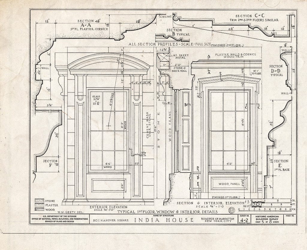 Blueprint HABS NY,31-NEYO,9- (Sheet 5 of 8) - India House, 1 Hanover Square, New York County, NY