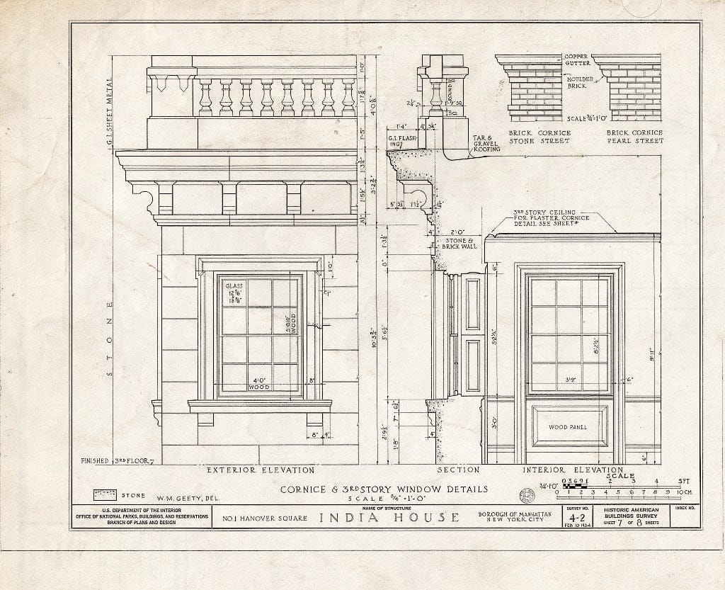Blueprint HABS NY,31-NEYO,9- (Sheet 7 of 8) - India House, 1 Hanover Square, New York County, NY