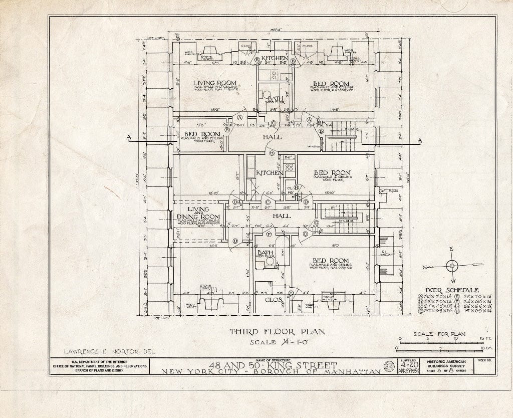 Blueprint HABS NY,31-NEYO,21- (Sheet 3 of 8) - 48 & 50 King Street (Houses), New York County, NY