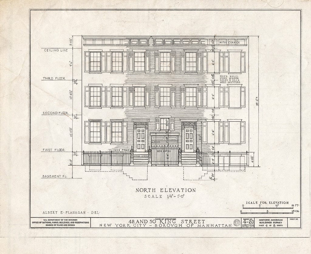 Blueprint HABS NY,31-NEYO,21- (Sheet 4 of 8) - 48 & 50 King Street (Houses), New York County, NY